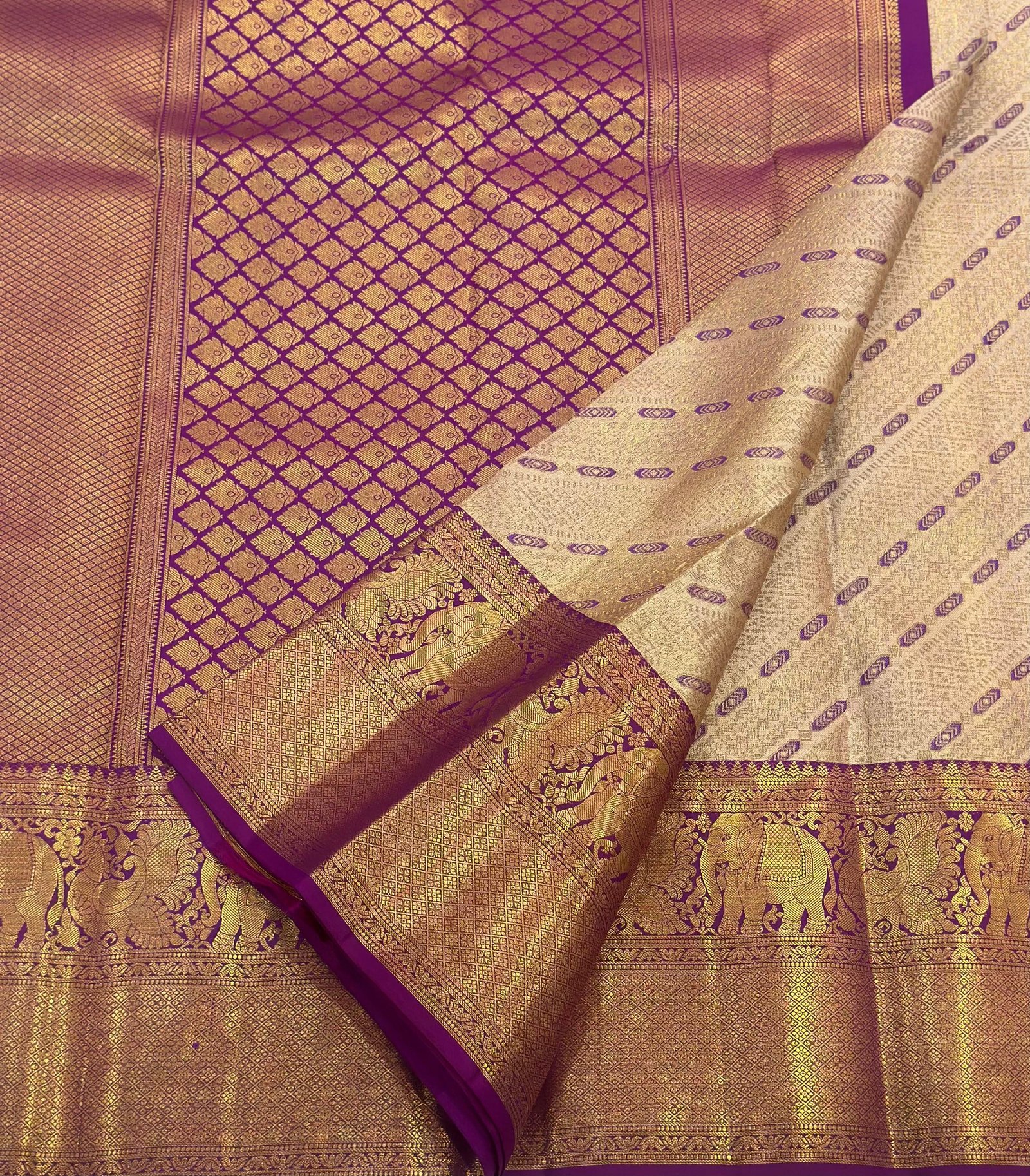 Purple Kanchipuram Handloom Bridal Silk Saree